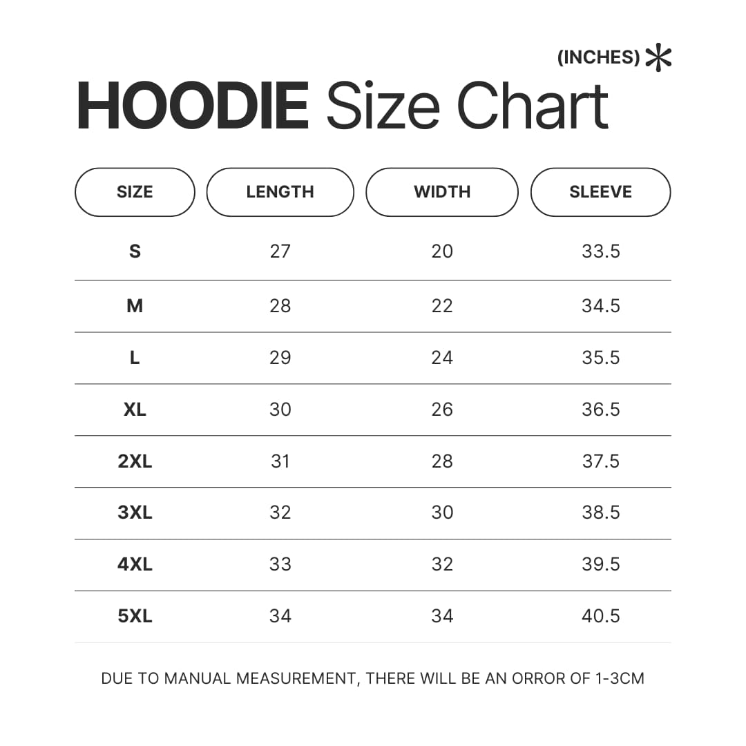 Hoodie Size Chart - Naruto Gifts Store