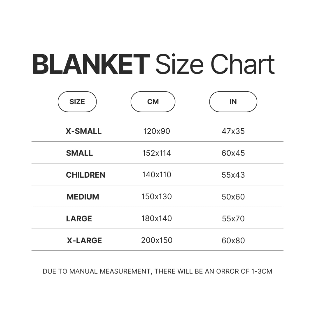 Blanket Size Chart - Naruto Gifts Store