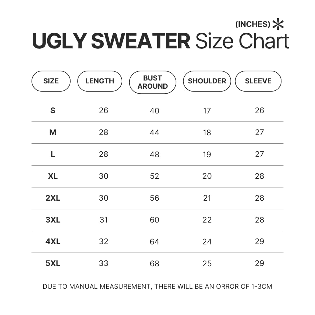 Ugly Sweater Size Chart - Naruto Gifts Store