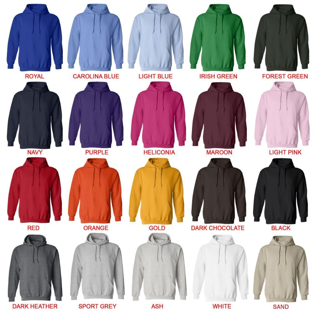 hoodie color chart - Naruto Gifts Store