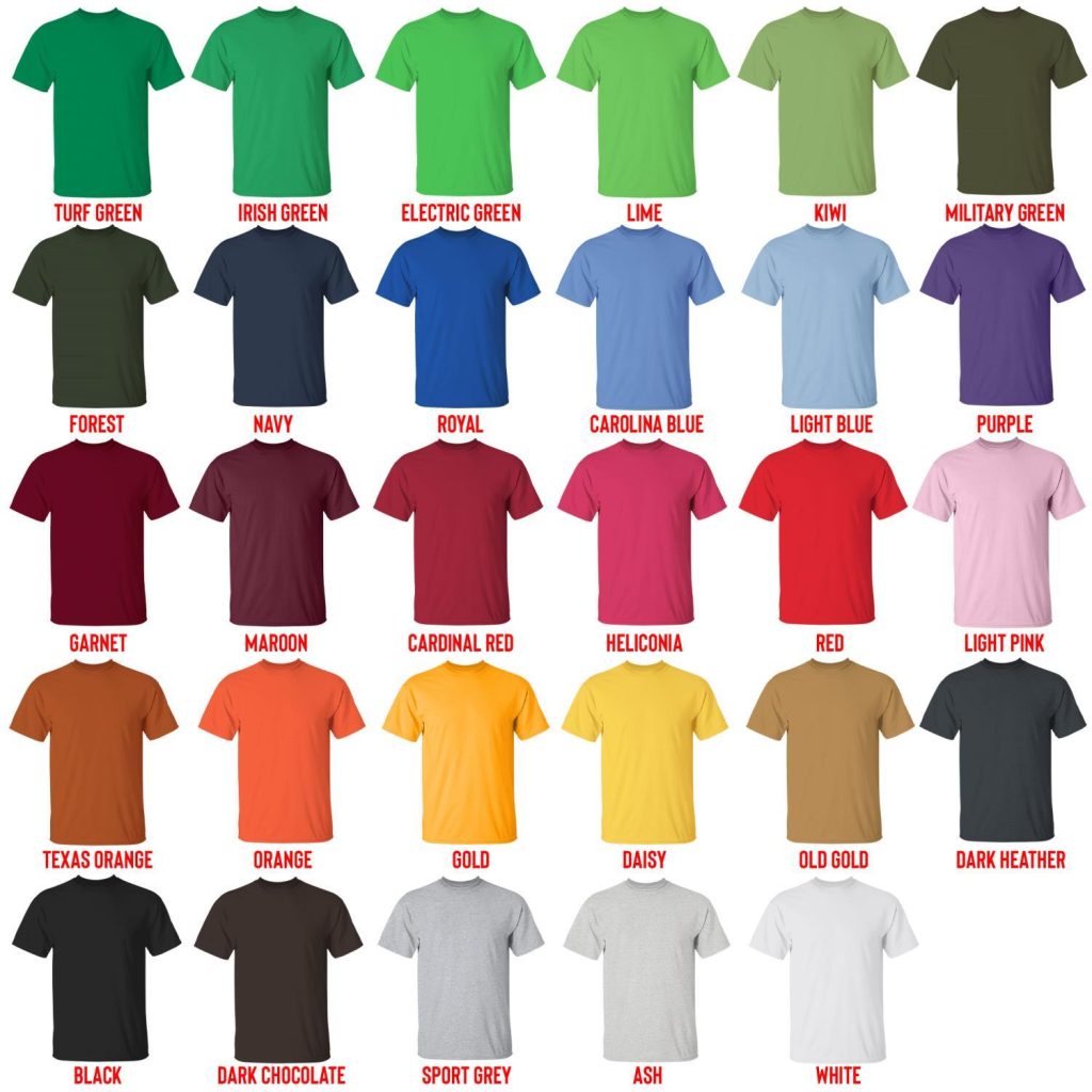 t shirt color chart - Naruto Gifts Store