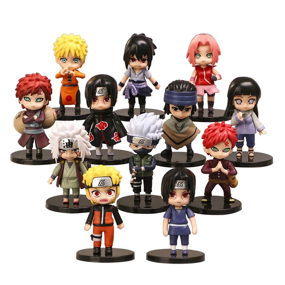 kf H8a8a19e54b644398a1def66566e93072h Hot 12pcs set Anime Naruto Shippuden Hinata Sasuke Itachi Kakashi Gaara anime figure Q Version PVC - Naruto Gifts Store