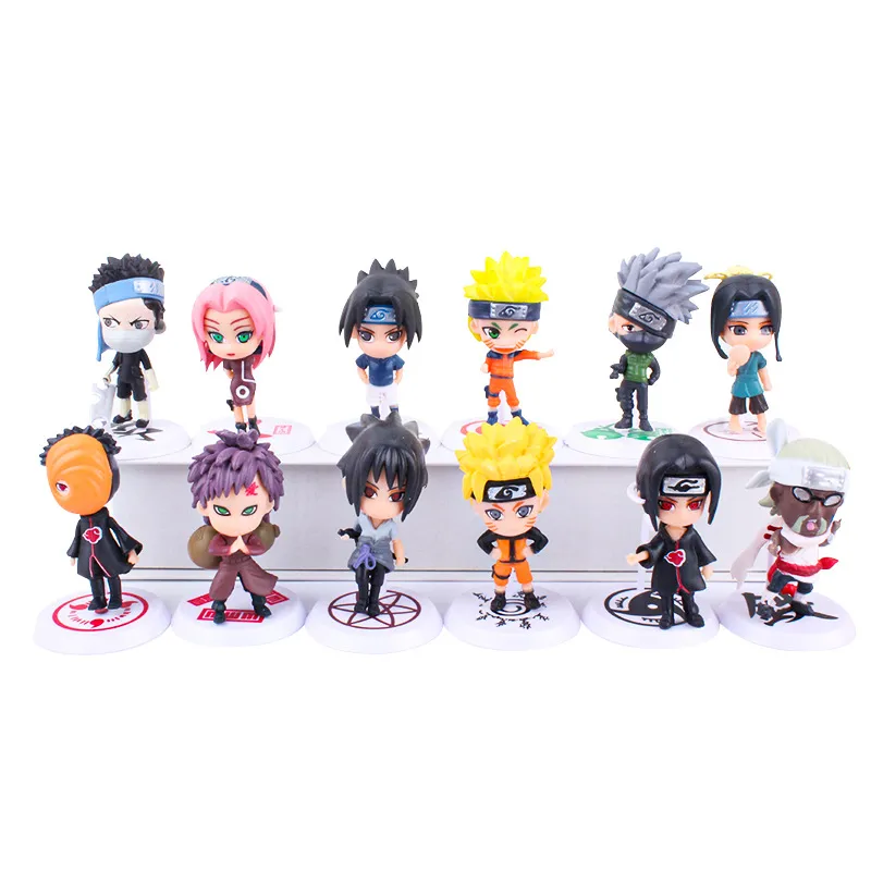 kf S327038599dce495c89452b11afc7a43dS 6 Pcs Lot NARUTO Sasuke Gaara Uchiha Madara Figure 7 8cm 2 Style Personality Base Mini - Naruto Gifts Store