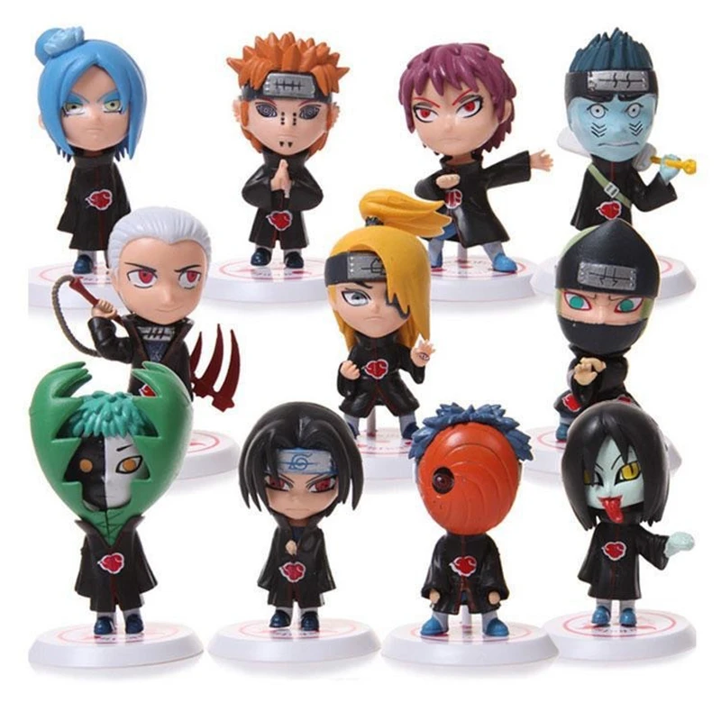 kf S6f159c2c56ab4095b96f14ca1b1ed4b53 11 Pcs Set Q Ver Naruto Akatsuki Mini Figure Uchiha Itachi Madara Konan Hidan Figurine Anime - Naruto Gifts Store