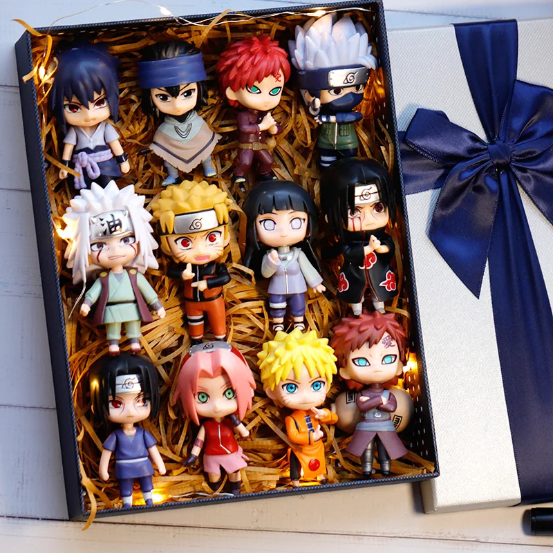 kf Sfffa4daf43a64b768d967c086fedcac1u Hot 12pcs set Anime Naruto Shippuden Hinata Sasuke Itachi Kakashi Gaara anime figure Q Version PVC - Naruto Gifts Store